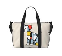 Mondrian - Borsa da viaggio a tracolla da donna, con motivo astrattismo, con cerniera, adatta per lavoro, viaggi, fitness, viaggi, colore nero, taglia unica