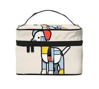 Mondrian - Borsa per il trucco da donna, grande capacità, motivo astrattismo, borsa portatile da viaggio (22,9 x 16,5 x 15,7 cm) borsa per trucchi da ragazza grande