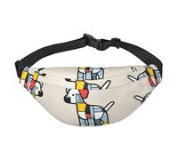Mondrian - Marsupio a tracolla con motivo astrattismo di piccole dimensioni, alla moda, da viaggio, casual, per ragazzi, adatto per sport, corsa, ciclismo, viaggi, pesca