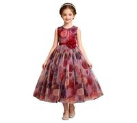 Monduelle Bambini Vestito La Cerimonia Matrimonio Adolescente Vestito Damigella d'Onore Junior Fanciulla Fioraiola Matrimonio Principessa Gala Borgogna 11-12 Anni