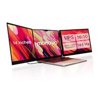 monduo Estensore per schermo in vetro per laptop da 14", doppio monitor portatile da 14 pollici, 144 Hz, 100% DCI-P3, 500 nit, finitura in alluminio per MacBook Pro e Windows da 14", per giochi