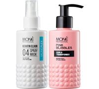 MONÉ PROFESSIONAL Crema Definente per Ricci e Spray Balsamo Senza Risciacquo 10 Benefici in 1 con Protezione dal Calore e Districante - 150ml e 150 ml