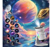 Monemey Proiettore Planetario per Bambini e Adulti, Versione Migliorata a Proiettore Stelle Soffitto, Design Telescopio, 10 Film Galassia e 8 Luci Notturne, Timer Auto-Spegnimento