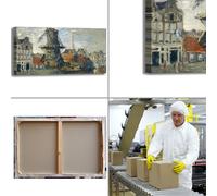 Monet mulino a vento 1 design quadro stampa tela dipinto telaio arredo casa