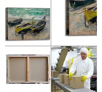 Monet tre barche da pesca design quadro stampa tela dipinto telaio arredo casa