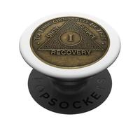 Moneta alcolica per il recupero della sobrietà da 1 anno PopSockets PopGrip Adesivo