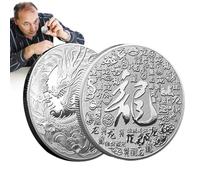 Moneta 'Anno del Drago - Moneta d'Argento d'oro a Doppia Faccia 'Anno del Drago,Distintivo commemorativo a Moneta Cinese Tradizionale Dragon per Il Prossimo Nuovo