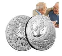 Moneta 'Anno del Drago,Moneta d'Argento d'oro a Doppia Faccia 'Anno del Drago - Distintivo commemorativo a Moneta Cinese Tradizionale Dragon per Il Prossimo Nuovo