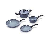 Moneta Aria Finegres Batteria 5 Pezzi, Alluminio, Grigio, anche per induzione, Made in Italy