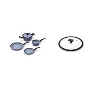 Moneta Aria Finegres Batteria 5 Pezzi, Alluminio, Grigio & Coperchio Piatto, Bor