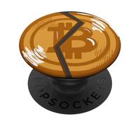 Moneta Bitcoin rotta - Criptovaluta Crash Anti-Crypto PopSockets PopGrip Adesivo