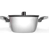 Moneta CASSERUOLA 2 Manici con Coperchio 24 CM Diapason Resistente AI Graffi Garanzia 5 Anni Ceramica Bianca ALLUFLON