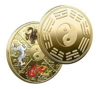 Moneta cinese - Metallo Tai Chi Token, Charm | Vintage Sty Cinese Moneta Tai Chi Token Charm Ancient Simbolo Metallo Memoriale Fortune Display Graffi Too