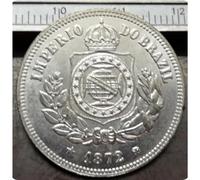 Moneta Commemorativa 1872 Brasile Pedro II Moneta da Collezione Monete Commemorative Placcate in Argento Moneta da Sfida Regalo Souvenir
