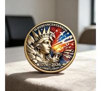 Moneta commemorativa a tema Statua della Libertà, in lega, da collezione, con bandiera americana, ideale come ricordo per gli appassionati patriottici