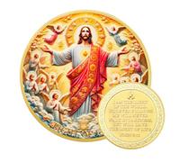Moneta commemorativa cristiana 40 mm - "Light of Life" con Gesù e angeli - Versetto della Bibbia Giovanni 8:12 - Moneta di fede in lega di zinco color oro - Regalo per cristiani
