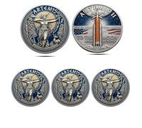 Moneta commemorativa della missione lunare Artemis II, moneta commemorativa della generazione Artemis, monete da collezione 3D ad alto rilievo dedicate all'esplorazione spaziale (3Pcs 02#)