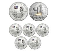 Moneta commemorativa della missione lunare Artemis II, moneta commemorativa della generazione Artemis, monete da collezione 3D ad alto rilievo dedicate all'esplorazione spaziale (5Pcs 03#)