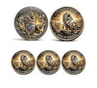 Moneta commemorativa Scudo di Giuda, moneta da sfida cristiana Leone di Giuda, gettone di fede Forza e Onore, gettone commemorativo basato sulla fede, regali ispiratori (3Pcs 02#)