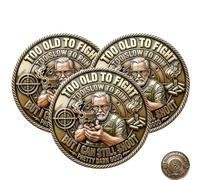 Moneta commemorativa "Troppo vecchio per combattere, spara ancora", monete umoristiche per tiratori veterani, monete per club di tiro "Old Bastards", gettone omaggio per soci a vita (3pcs)