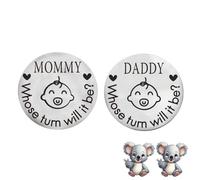 Moneta con scritta "New Parent Decision Turn Coin First Time Incinta Mom To Be And Dad Couple Funny Baby Shower Daddy Christmas Expecting Gravidanza Neonato Dopo la Nascita Idea Regalo Cool Boy Mommy