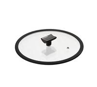 Moneta Coperchio Piatto, Bordo in Silicone e pomolo reggimestolo, 32 cm, Transparent And Black, 0004124532