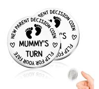 Moneta Decisionale Regalo per Neo Genitori Natale, 1 pezzo di Moneta Decisionale Divertente per I Nuovi Genitori Decisore, Regalo Nascita Gravidanza Battesimo Donna Incinta Baby Shower Neonati