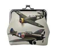 Moneta della Seconda Guerra Mondiale Airplane02 Stampa Vintage Leather Change Purse Elegante Piccolo Portamonete per le Donne Portafoglio Mini