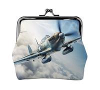 Moneta della Seconda Guerra Mondiale Airplane1 Stampa Piccolo Sacchetto Bacio Blocco Monete Portamonete da Donna, Portafoglio per Carte di Credito