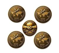 Moneta della Sfida della Stretta di Mano del 2026 Che Scosse Il Mondo, Moneta commemorativa a Doppia Faccia in Edizione Limitata,Regalo per Collezionisti (D#)