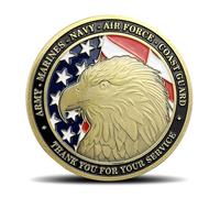 Moneta della sfida militare dell'apprezzamento della famiglia USA, con scritta "Thank You for Your Service", regalo ideale per tutti i rami dell'esercito