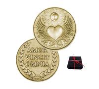 Moneta dell'amore per fortuna e protezione: "Amor vincit omnia" - Idea regalo donna, uomo, mamma, nonni - San Valentino, compleanni, ricorrenze - Metallo placcato oro - Made in Italy