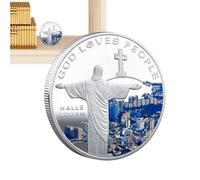 Moneta di Gesù Cristo, Moneta commemorativa di Natale - Moneta da Collezione in Metallo con Immagine di Cristo - commemorativa di Gesù, Artigianato Unico con Monete, Moneta d'oro Portatile Deco