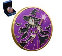 Moneta di Halloween - Moneta commemorativa da 40 mm di Zucca per Esposizione collezionabile stagionale, Celebrazione con Favore della Festa, Token per Amici di Famiglia, Finitura Dorata,