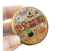 Moneta di Halloween - Moneta commemorativa da 40 mm di Zucca per Esposizione collezionabile stagionale, Celebrazione con Favore della Festa, Token per Amici di Famiglia, Finitura Dorata,
