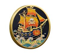 Moneta Di Halloween - Moneta Commemorativa Da Collezione Fantasma Con Design Vintage | Decorazione Di Souvenir In Metallo Per Tavolo, Mobile, Sala Da Studio | Regalo Di Halloween Unico Per Collezionis