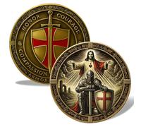 Moneta di preghiera del cavaliere templare, mettere su tutta l'armatura di Dio Cavaliere Templare, simbolo di fede e protezione da collezione, regalo per persone religiose per i cristiani (1 pezzo)