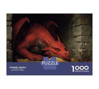 Moneta d'Oro del Guardiano del Drago Jigsaw 1000Pcs The Red Drago Puzzle Classic Adulti Ragazzi Rilassamento Intelligence Regalo Per Amore Amico 52x38cm/1000pcs