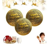 Moneta d'oro di Babbo Natale "Grazie per il latte e i biscotti", moneta ricordo per bambini, ricordo in lega d'oro per riempire le calze, regalo per la benedizione della famiglia e souvenir di (3pc)