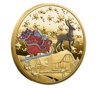 Moneta d'oro di Babbo Natale per scatole di vigilia di Natale,Moneta di Babbo Natale,Moneta commemorativa Elk Claus Natale - Moneta di colorata di Natale per la famiglia e gli amici