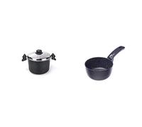 Moneta Etnea Pentola con coperchio Blocca Scola, 4 Litri, Alluminio, Nero & Etne
