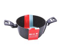 Moneta Hercules Casseruola 2 Manici Antiaderente Stone, Alluminio Rivestito, Nero, 20 cm