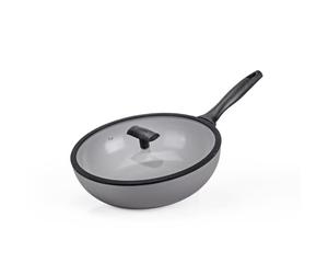 Moneta Melodia Finegres Wok 1m 30cm con coperchio, rivestimento naturale FineGres (NO PFAS), anche per induzione. 100% Made in Italy.