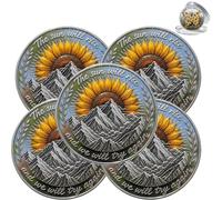 Moneta Motivazionale "Be Alright" (Andrà Tutto Bene) con Girasole - "Il Sole Sorgerà e Ci Riproveremo": Moneta Ispiratrice, Oggetto da Collezione, Regalo di Incoraggiamento Significativo (5PCS)