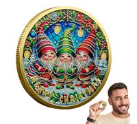 Moneta novità, gettoni di Natale, Gnomi Merry Christmas New Year Moneta, 4 cm/1,57 pollici moneta commemorativa decorativa in metallo, moneta della colorata a tema vacanza per la decorazione