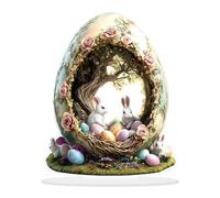 Moneta Padrona Casa Uova di Coniglio di Pasqua - Figurina di Coniglio di Pasqua in Acrilico 2D | Statua della Casa Uova per La Decorazione della Fattoria Oggetto da Collezione Artigianale Fatto