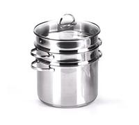 Moneta Pastaiola Allegro Inox 24 cm 7 litri, con doppio cestello, scolapasta e cestello vapore. Per tutti i fuochi, compresa induzione., A01A167502