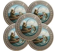 Moneta portafortuna da pesca, gettone in metallo stile vintage, per buona fortuna, gettone portafortuna per pescatori, una moneta per portare fortuna, regalo unico per appassionati di pesca, pescatori