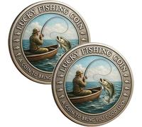Moneta portafortuna da pesca, gettone in metallo stile vintage, per buona fortuna, gettone portafortuna per pescatori, una moneta per portare fortuna, regalo unico per appassionati di pesca, pescatori