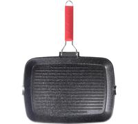 Moneta Bistecchiera 24 x 34 cm Pro Grill con Manico Pieghevole antiaderente